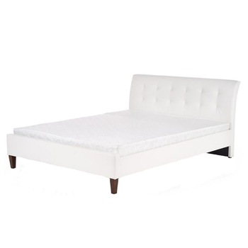 Pat cu somiera piele ecologica HM Samara, 180x200, alb Pat cu somiera piele ecologica HM Samara, 180x200, alb