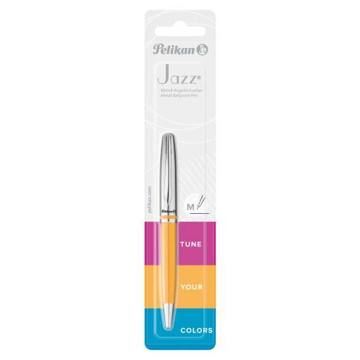 Pix Pelikan, seria Jazz Classic, mina albastra, prezentare blister, culoare corp galbena