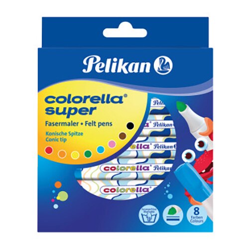 Set 8 carioci Pelikan, varf tesit, seria colorella super 411