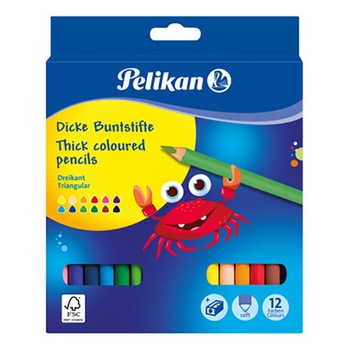 Set 12 creiane color Pelikan, jumbo, ascutitoare inclusa Set 12 creiane color Pelikan, jumbo, ascutitoare inclusa