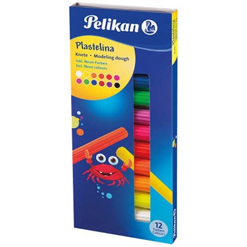 Set 12 culori plastilina Pelikan, culori fluorescente in cutie de carton