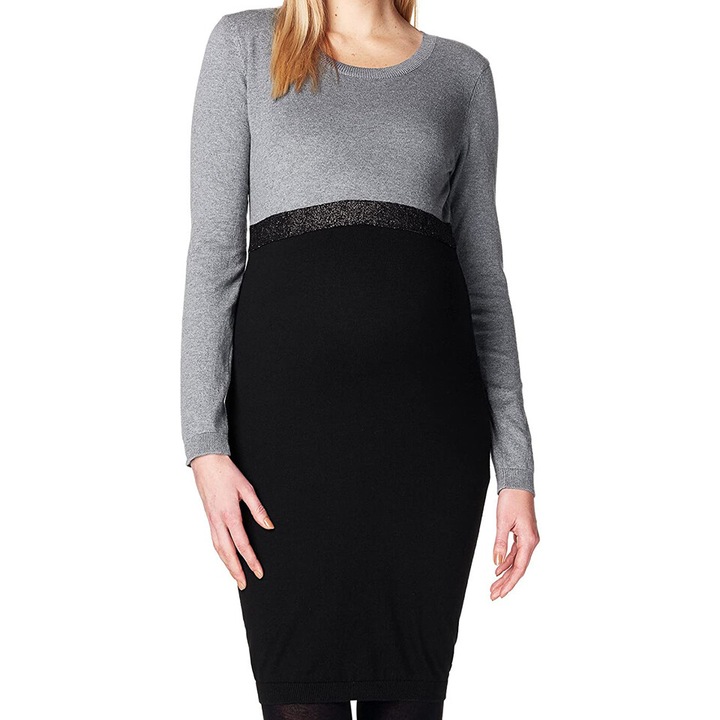 Rochie din tricot gravide, Esprit, negru/gri, marimea XL