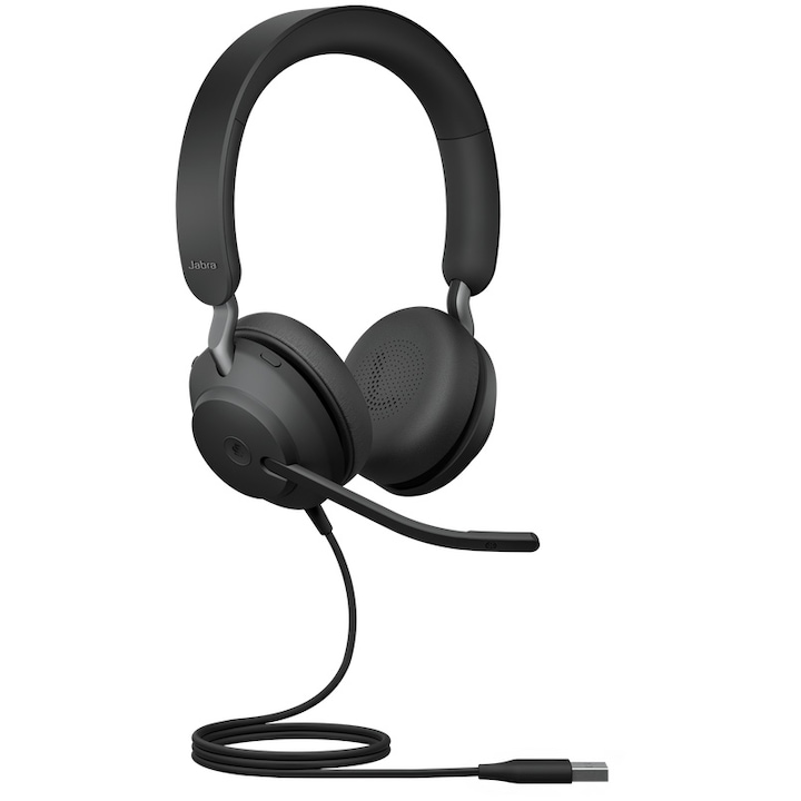 Слушалки Jabra Evolve2 40, Микрофон, Сертификат Microsoft, USB, Black