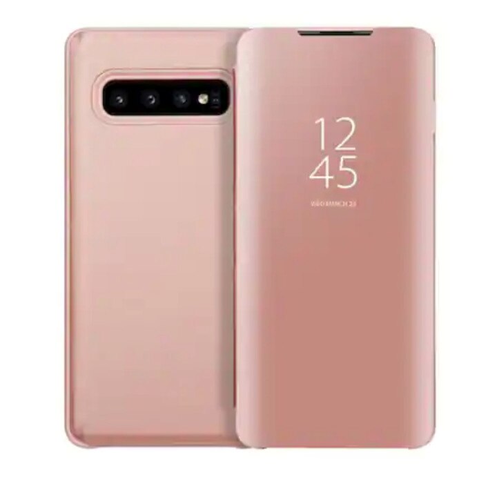 Husa Flip Mirror pentru Galaxy S10 Plus Rose Gold