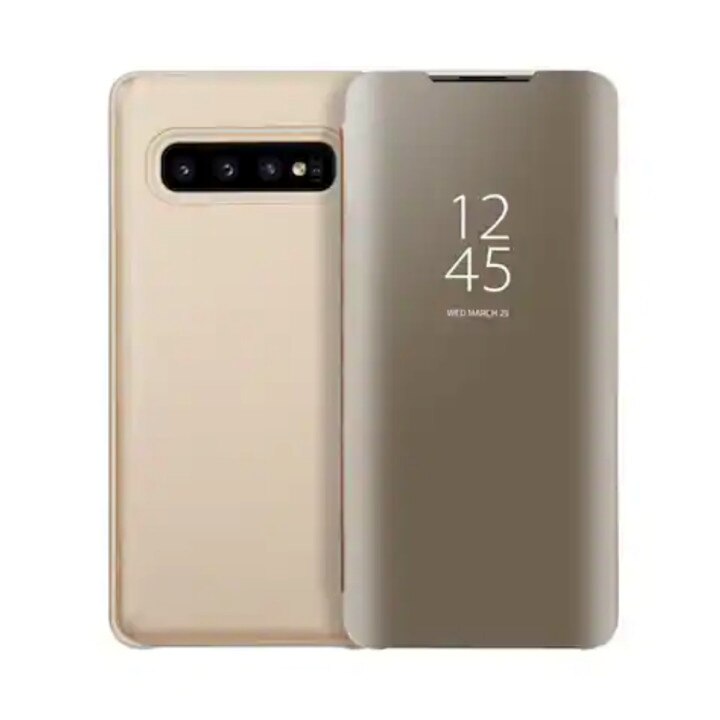 Husa Flip Mirror pentru Galaxy S10 Plus Gold