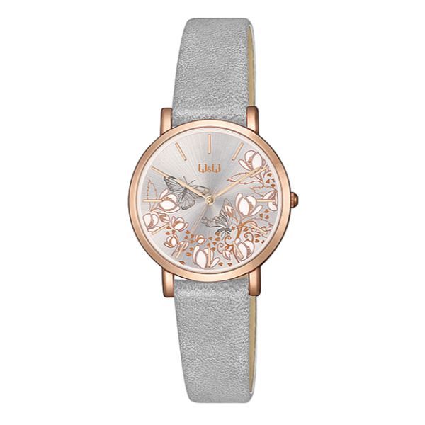 Ceas dama Q&Q QA21J111Y Rose Gold, curea gri
