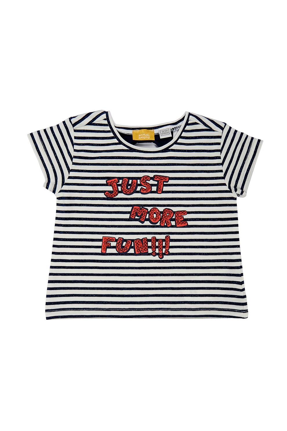 Chicco, Tricou cu model in dungi, Alb/Negru/Rosu, 74 CM