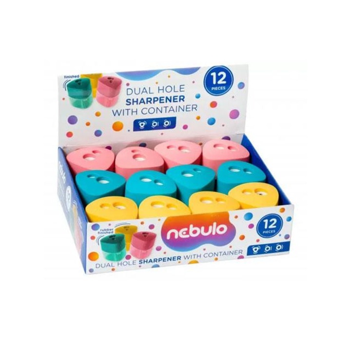 Nebulo 5282523 Nebulo: Kétlyukú tartályos hegyező többféle változatban Többszínű