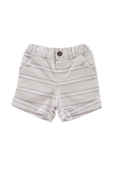 Chicco, Pantaloni scurti chino cu model cu dungi, Gri deschis, 56 CM Chicco, Pantaloni scurti chino cu model cu dungi, Gri deschis, 56 CM