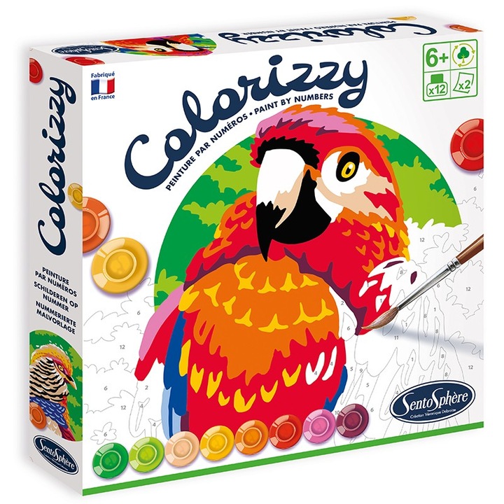 Комплект за рисуване по номера, Colorizzy Parrots, 6 години +, Sentosphere
