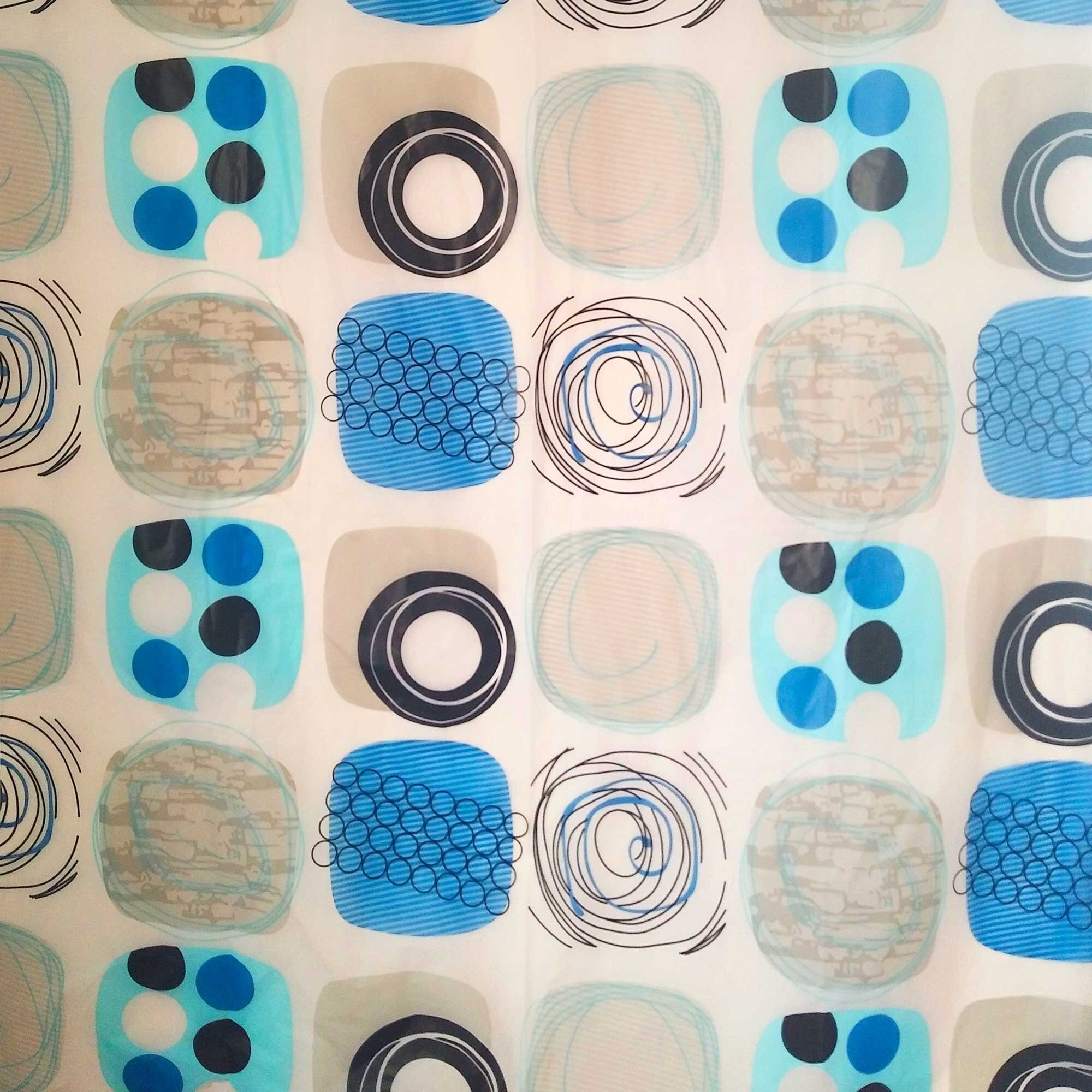 Perdea pentru baie,modele geometrice, multicolor, material poliester, dimensiune 180 x 200 cm