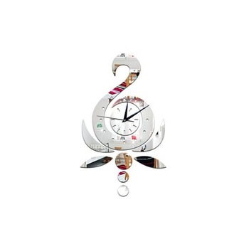 Ceas decorativ de perete Lebada, din oglinda acrilica, 30x50 cm, culoare argintiu Ceas decorativ de perete Lebada, din oglinda acrilica, 30x50 cm, culoare argintiu