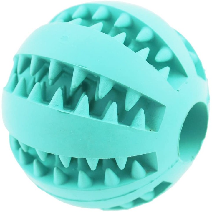 Minge de cauciuc pentru hranit cainii si pentru curatatul dintilor, Turquoise, zggzerg，Marimea L