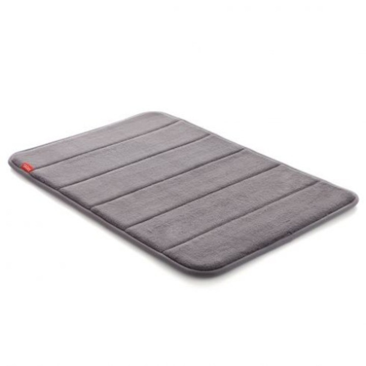 Covoras baie antiderapant Nuvola cu efect spuma cu memorie, gri, 40 x 60 cm