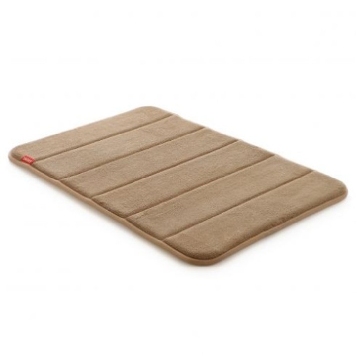 Covoras baie antiderapant Nuvola cu efect spuma cu memorie, bej, 40 x 60 cm