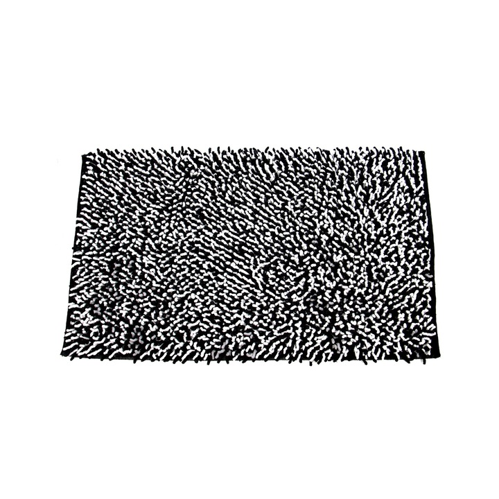 Covoras baie antiderapant din bumbac premium Dream, alb negru, 55 x 90 cm