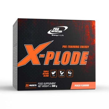 Formula pre-antrenament, X-plode, piersica, 25 plicuri x 20g Formula pre-antrenament, X-plode, piersica, 25 plicuri x 20g