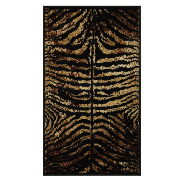OEM szőnyeg, nappali / hálószoba, állatmintás, polipropilén, 120x170 cm, bézs / fekete