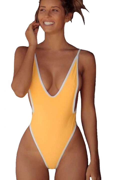 Монокини бански с гол гръб, Жълт