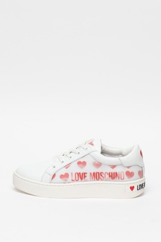 Love Moschino, Pantofi sport cu model cu inimi Love Moschino, Pantofi sport cu model cu inimi