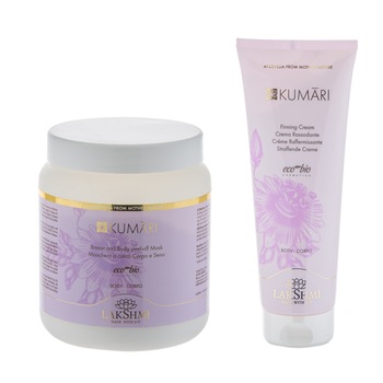 Set 2 produse pentru fermitatea sanilor si a pielii 600ml, Lakshmi, certificare bio-organica, crema fermitate 250ml si masca de fermitate 350gr Set 2 produse pentru fermitatea sanilor si a pielii 600ml, Lakshmi, certificare bio-organica, crema fermitate 250ml si masca de fermitate 350gr