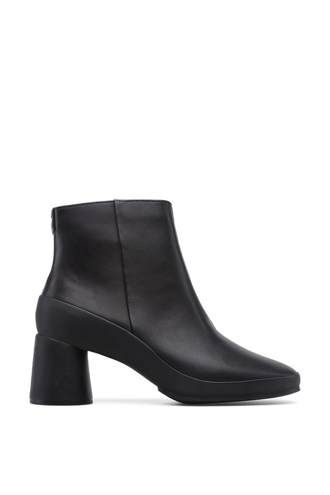 Camper, Botine de piele cu toc masiv, Negru, 36