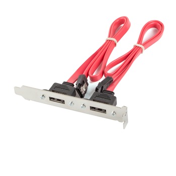 Placa de adaptare externa cu 2 porturi eSATA 7 pini mama, Lanberg 41300, cablu 50 cm, la conector eSATA tata intern, pentru desktop PC Placa de adaptare externa cu 2 porturi eSATA 7 pini mama, Lanberg 41300, cablu 50 cm, la conector eSATA tata intern, pentru desktop PC