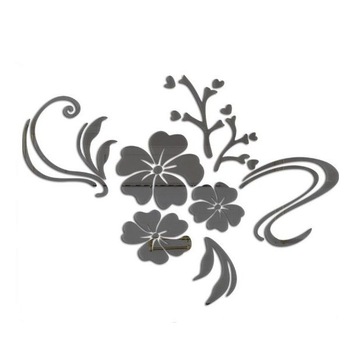 Sticker decorativ floral 3D, oglinda acrilica, 60x80 cm, culoare negru Sticker decorativ floral 3D, oglinda acrilica, 60x80 cm, culoare negru