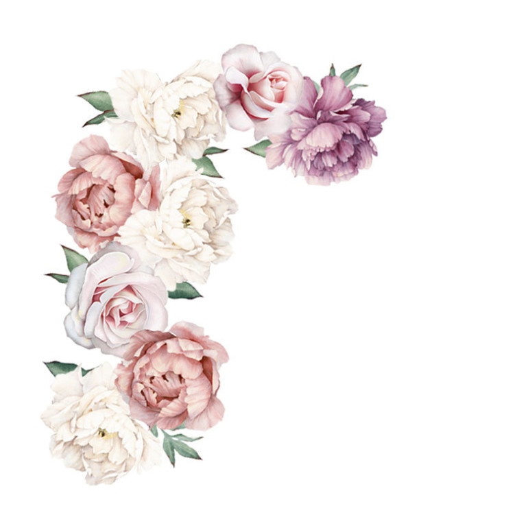 Sticker decorativ 3D cu bujori si trandafiri, 60x30 cm, multicolor