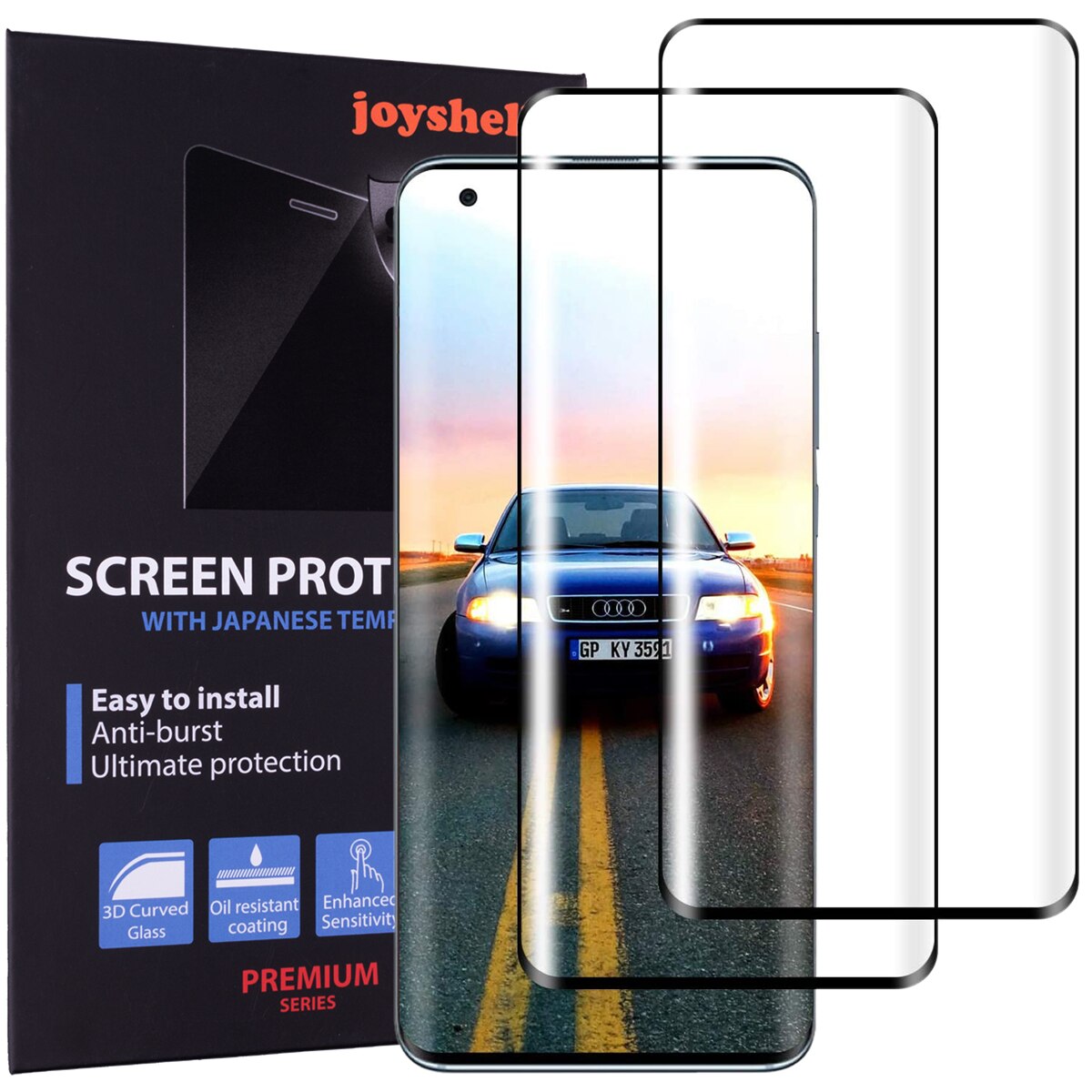 Set 2 x Folie sticla Xiaomi Mi 10 Pro, anti-praf, Protectie Ecran Full Cover 3D, Joyshell, Negru
