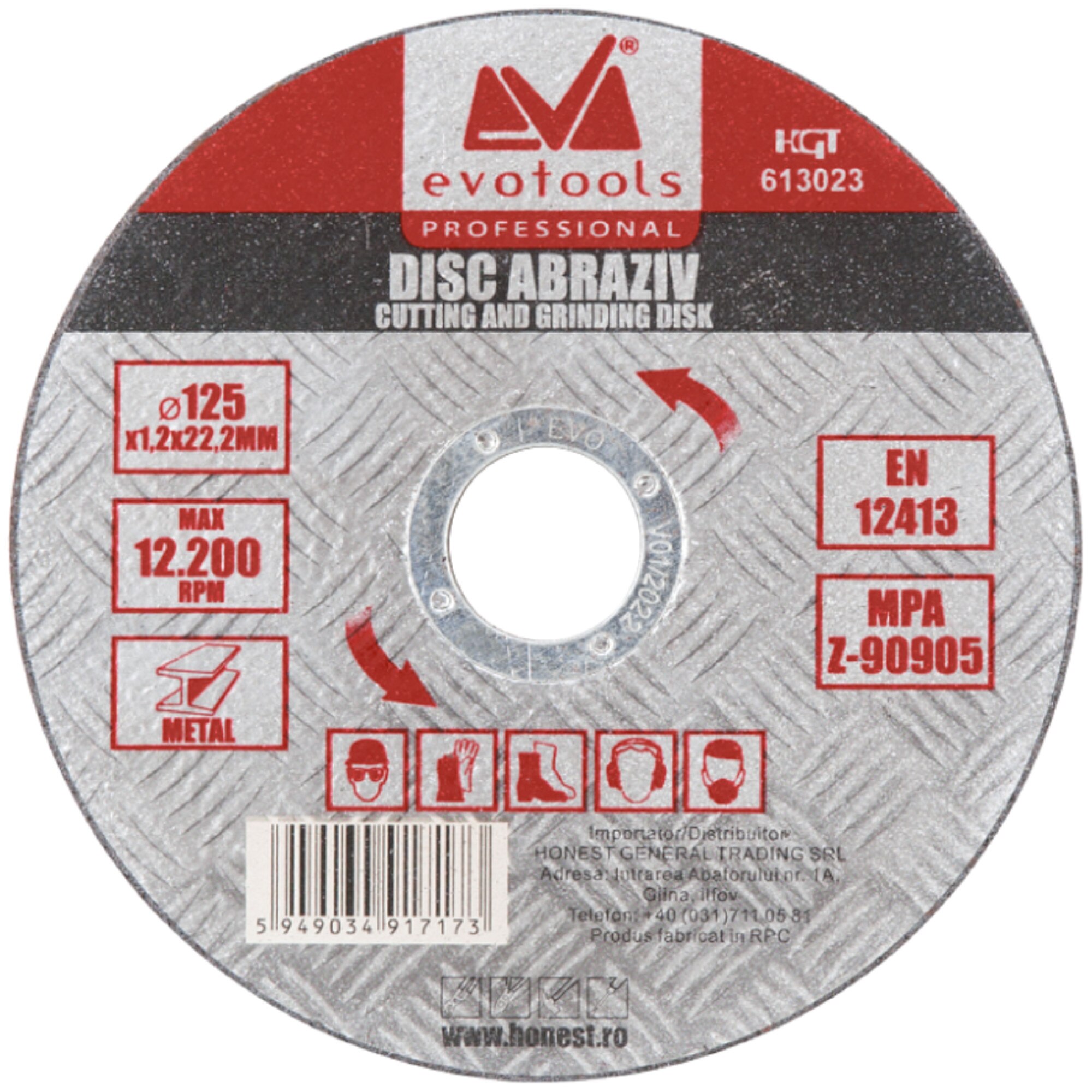 Disc Abraziv A60 EvoTools, Diametru 125 mm, Grosime 1.2 mm