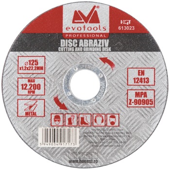 Disc Abraziv A60 EvoTools, Diametru 125 mm, Grosime 1.2 mm Disc Abraziv A60 EvoTools, Diametru 125 mm, Grosime 1.2 mm