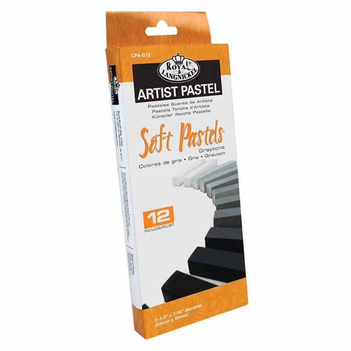 Set 12 pasteluri cretate Royal & Langnickel - tonuri de gri