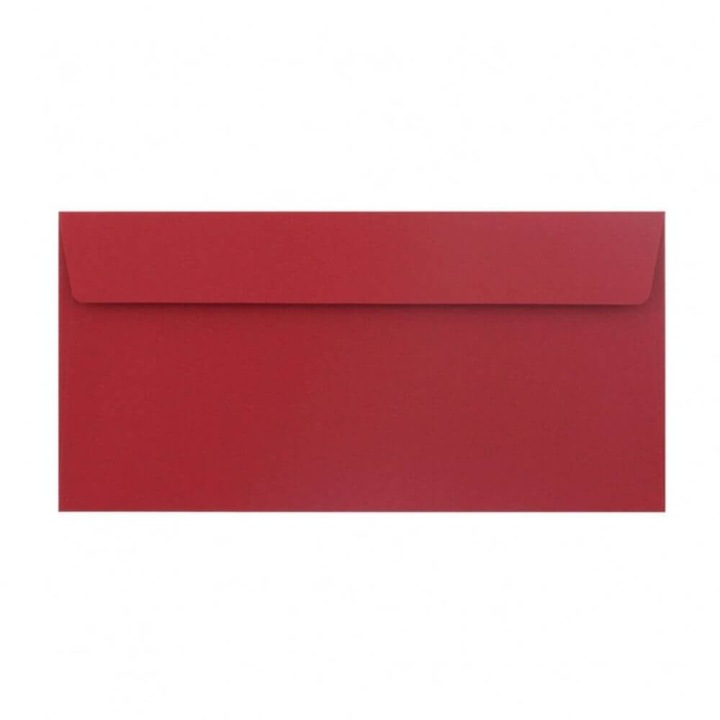 Червени пликове DL DACO, 25 бр./компл., 110x220 mm, 120 g/m², със силиконова капачка