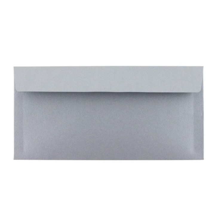 Пликове DL DACO, 25 броя/комплект, 110x220 mm, 120 g/m², със силиконов капак, Сребрист