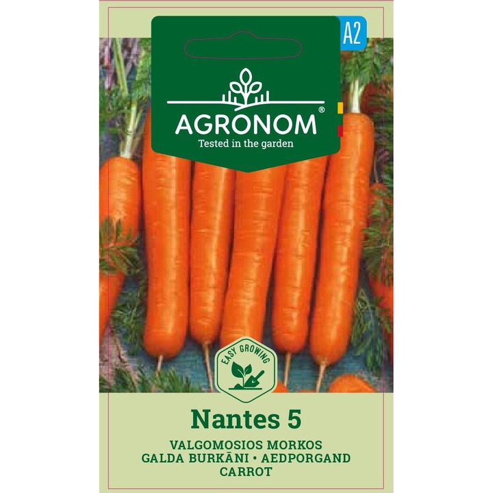 Morcovi Nantes 5, Agronom, Seminte, Soi Timpuriu, plic, 3 grame