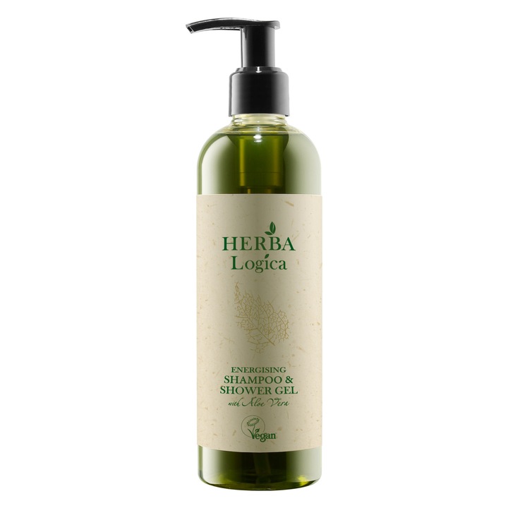 Енергизиращ шампоан и душ гел HERBALOGICA с екстракт от алое вера, с помпа, 350 ml