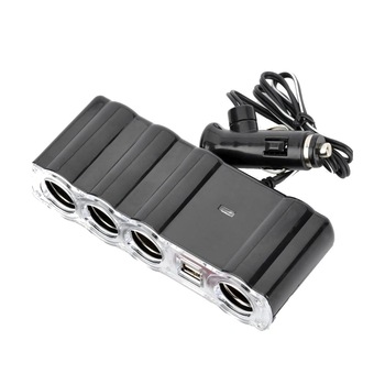 Prelungitor priza 4 cai auto si 2 USB Prelungitor priza 4 cai auto si 2 USB