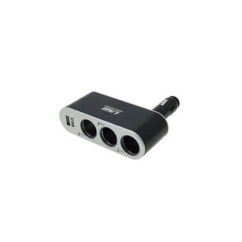 Prelungitor priza 3 cai auto si 1 USB Prelungitor priza 3 cai auto si 1 USB
