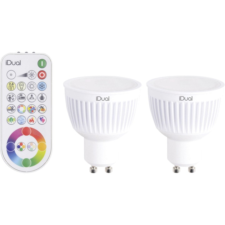 JEDI Lighting LED izzó EEC A (A++ - E) GU10 7 W = 35 W RGBW (Ø x L) 50 mm x 59 mm 2db JE0192882