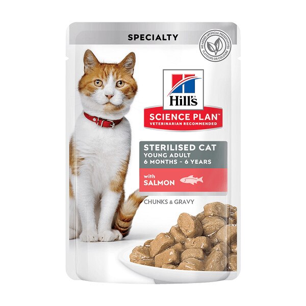 Hrana pentru Pisici, Hill's SP Feline Sterilised Plic Somon, 85 g