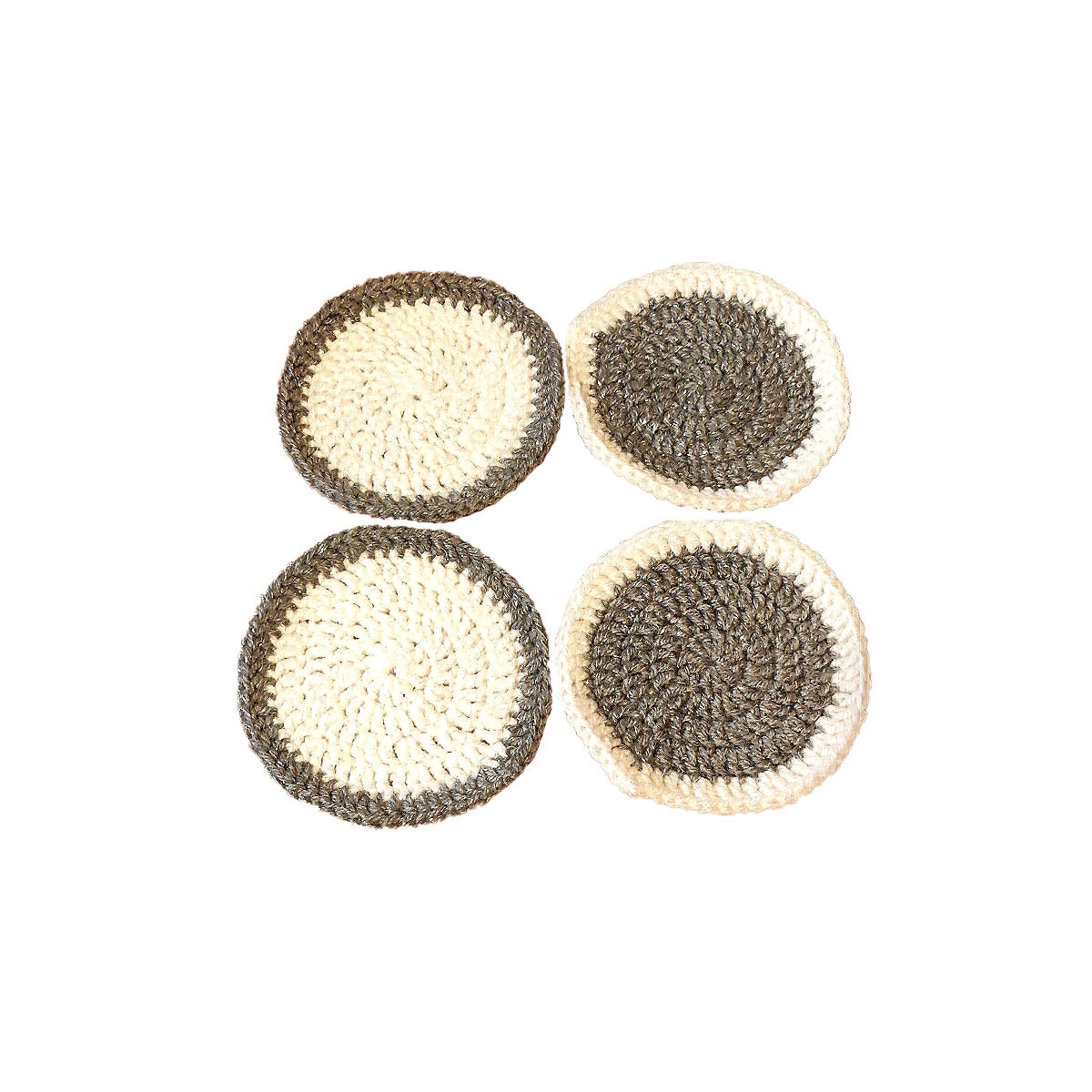 Set 4 suport pahare crosetate, Delirium, gri - alb, coaster