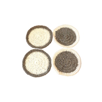 Set 4 suport pahare crosetate, Delirium, gri - alb, coaster Set 4 suport pahare crosetate, Delirium, gri - alb, coaster