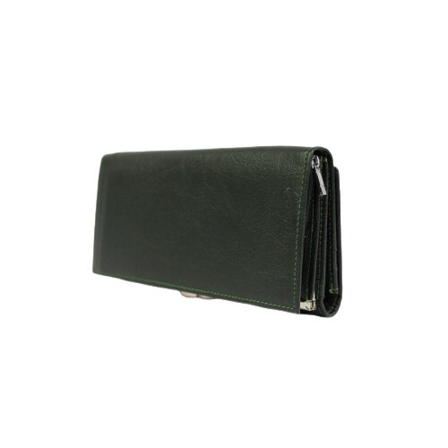 Portofel dama, din piele naturala, Hassion, 1519 Dark Green