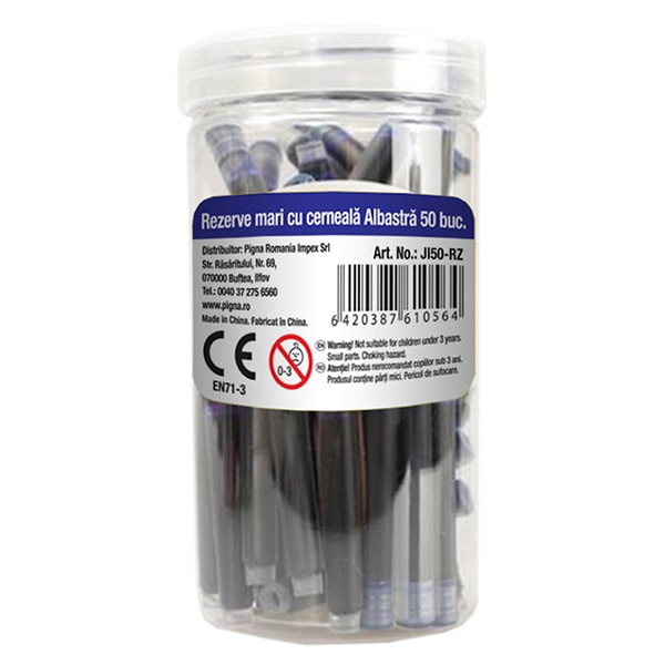 Cerneala Fine WRITING, REZERVA, mare, set, 50buc Albastra