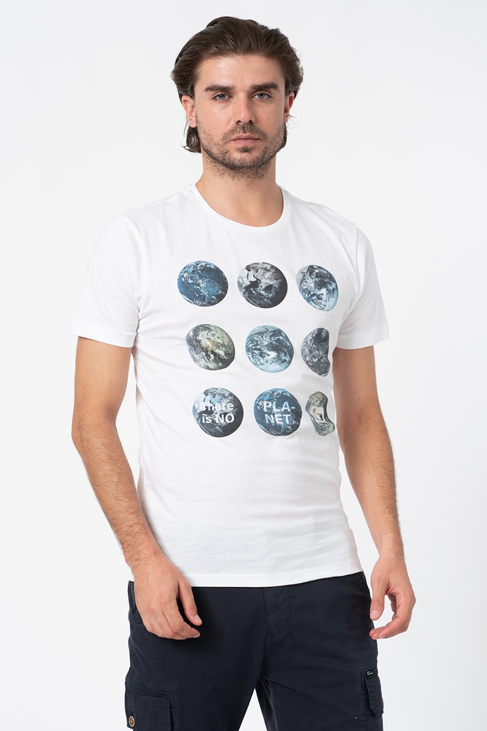 BLEND, Tricou cu imprimeu, Alb/Bleumarin, M