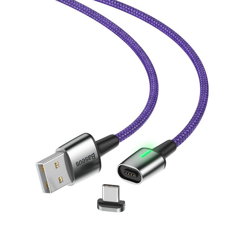 Assert cross Prestigious Cablu Incarcare Telefon Baseus, Zinc, Magnetic, USB To USB-C, 2 A, 2 m, Mov  - eMAG.ro