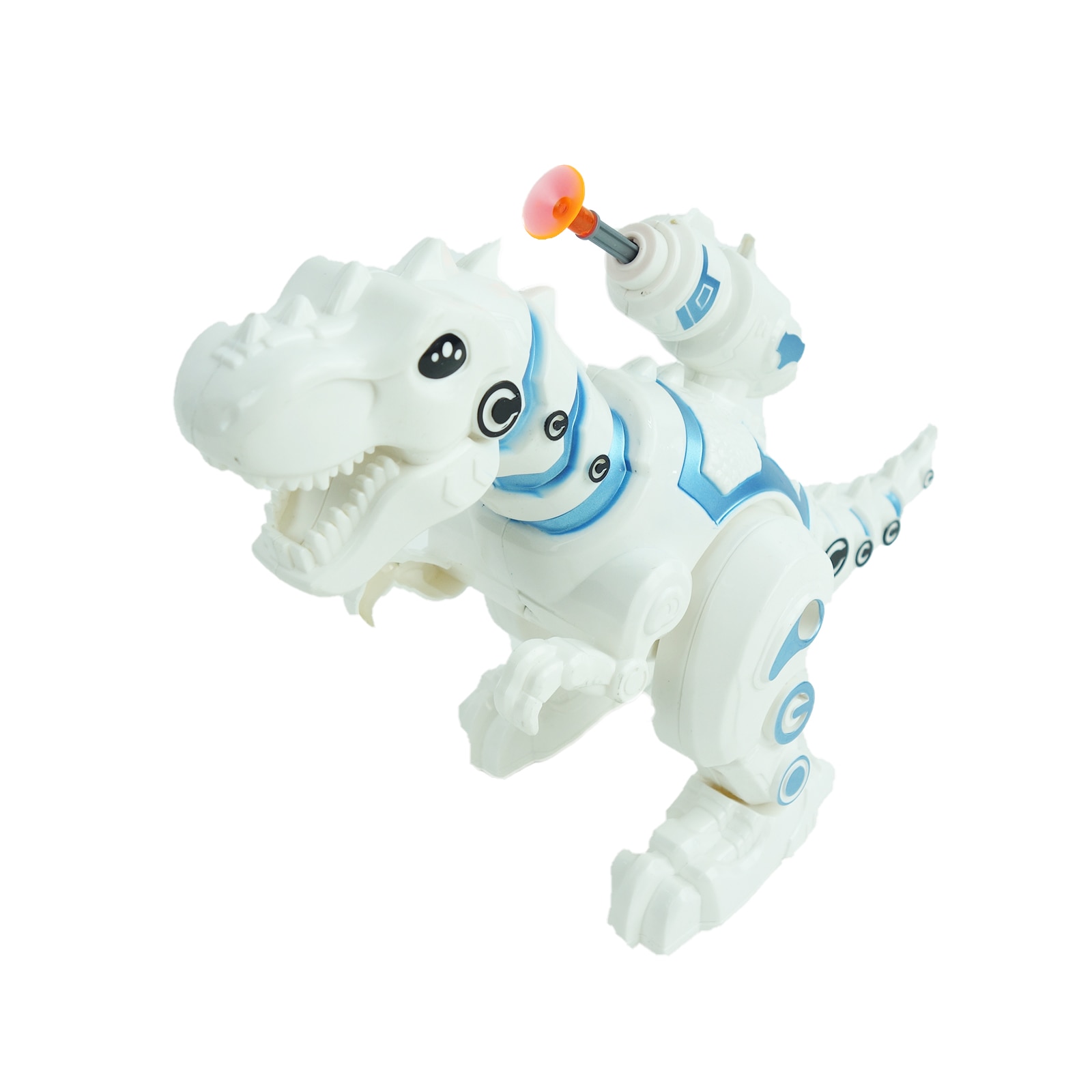 Dinozaur pregatit de lupta, cu miscare, sunete, luminite si lansator de ventuze