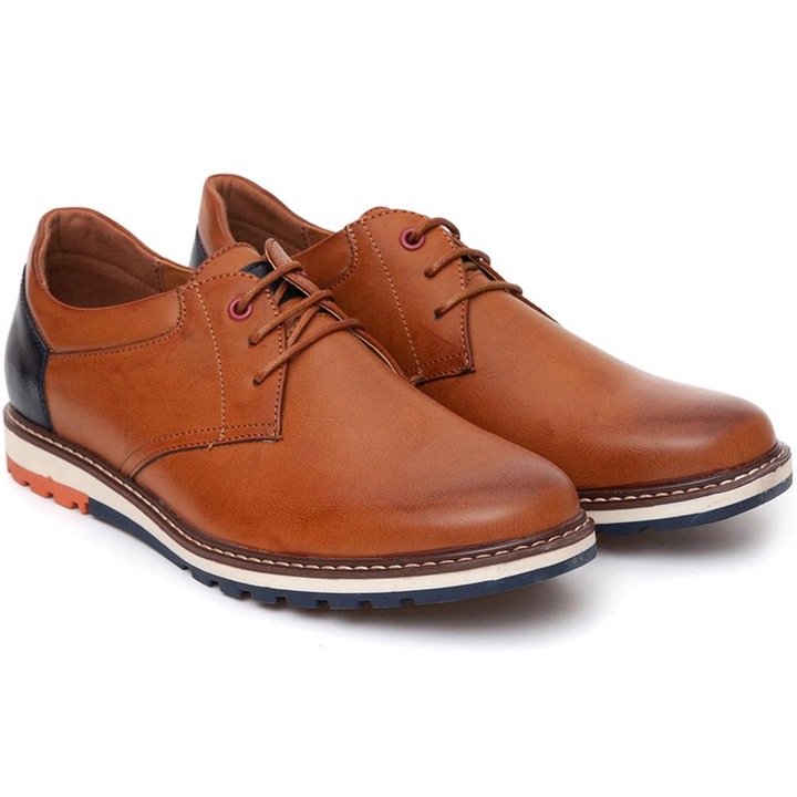 Pantofi barbati Clint cu interior moale din piele naturala 42, Maro