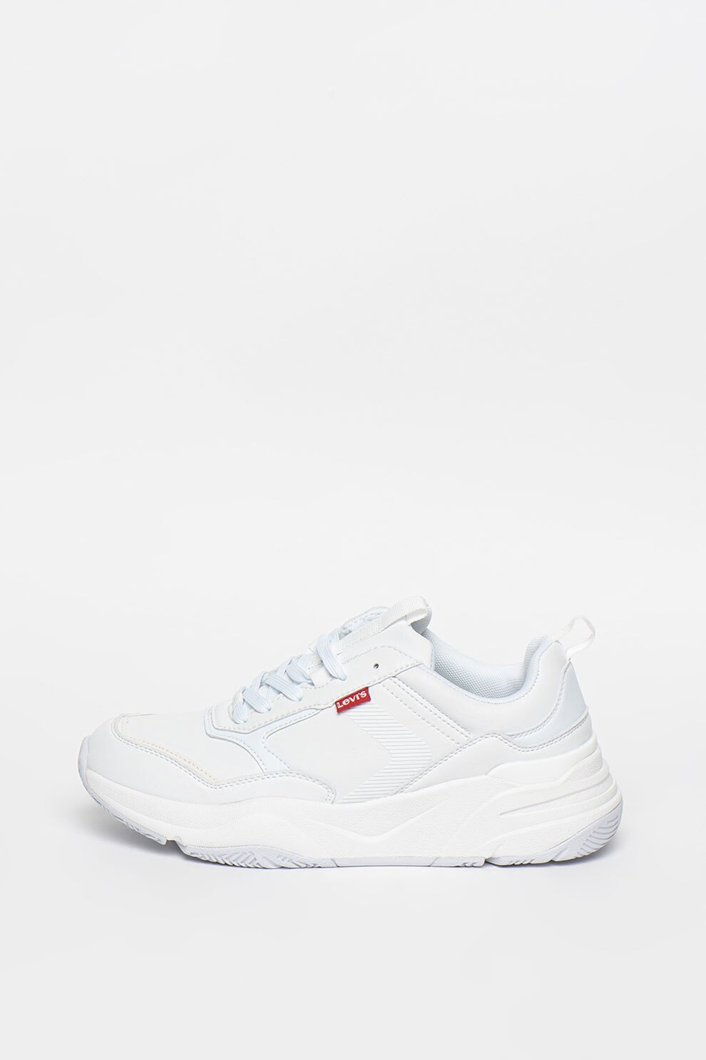 Levi's, Pantofi sport de piele ecologica Eastman, Alb, 11